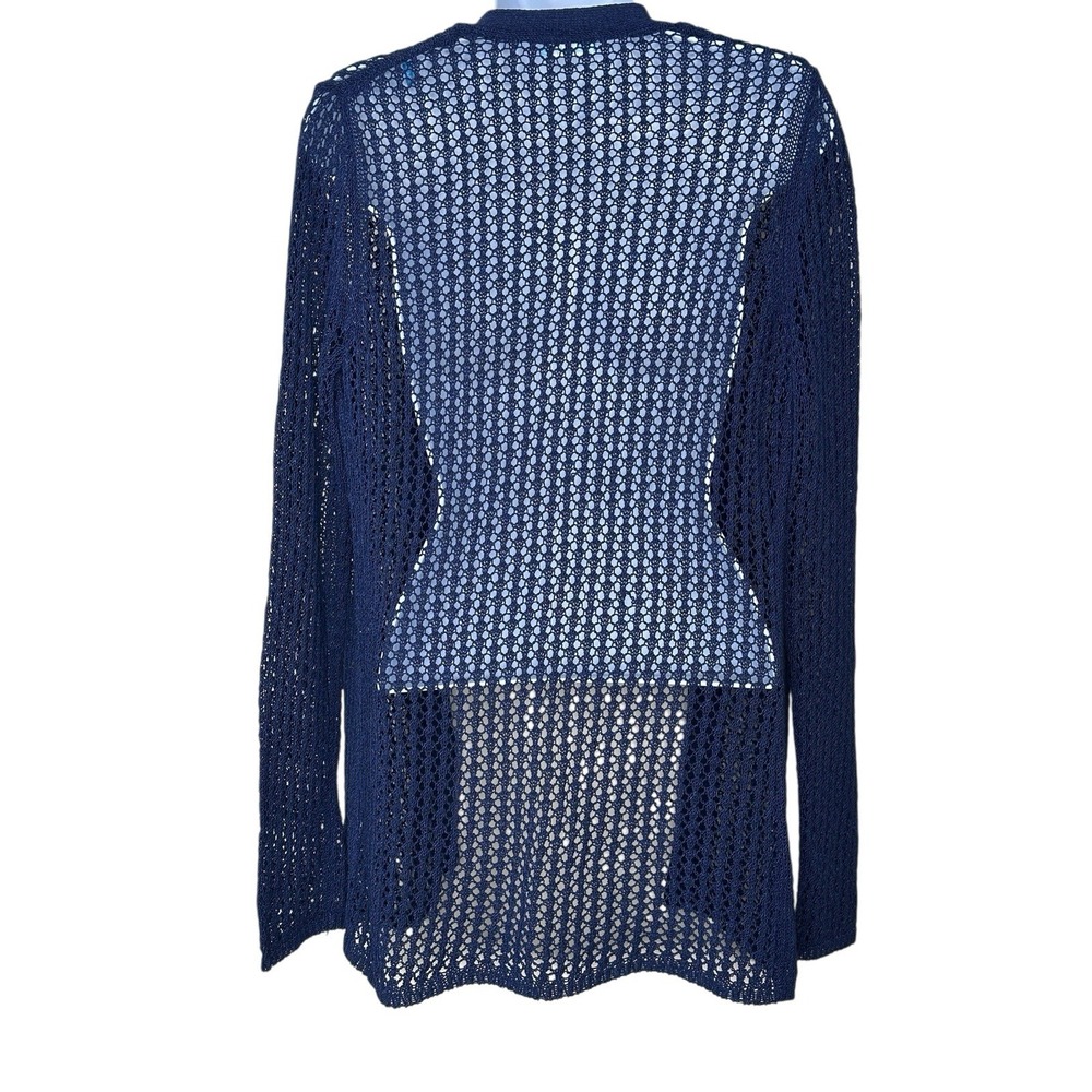 J McLaughlin Crochet Knit Open Front Cardigan Women's XS X-SMALL Navy L/S - Picture 4 of 8